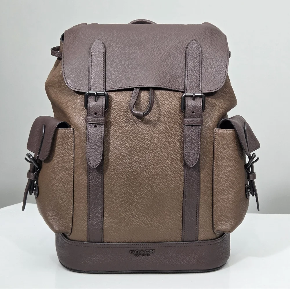 LIKE NEW COACH HUDSON BACKPACK BAG IN COLORBLOCK - GUNMETAL TOBACCO MAHOGANY
